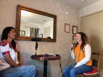 women podcasting